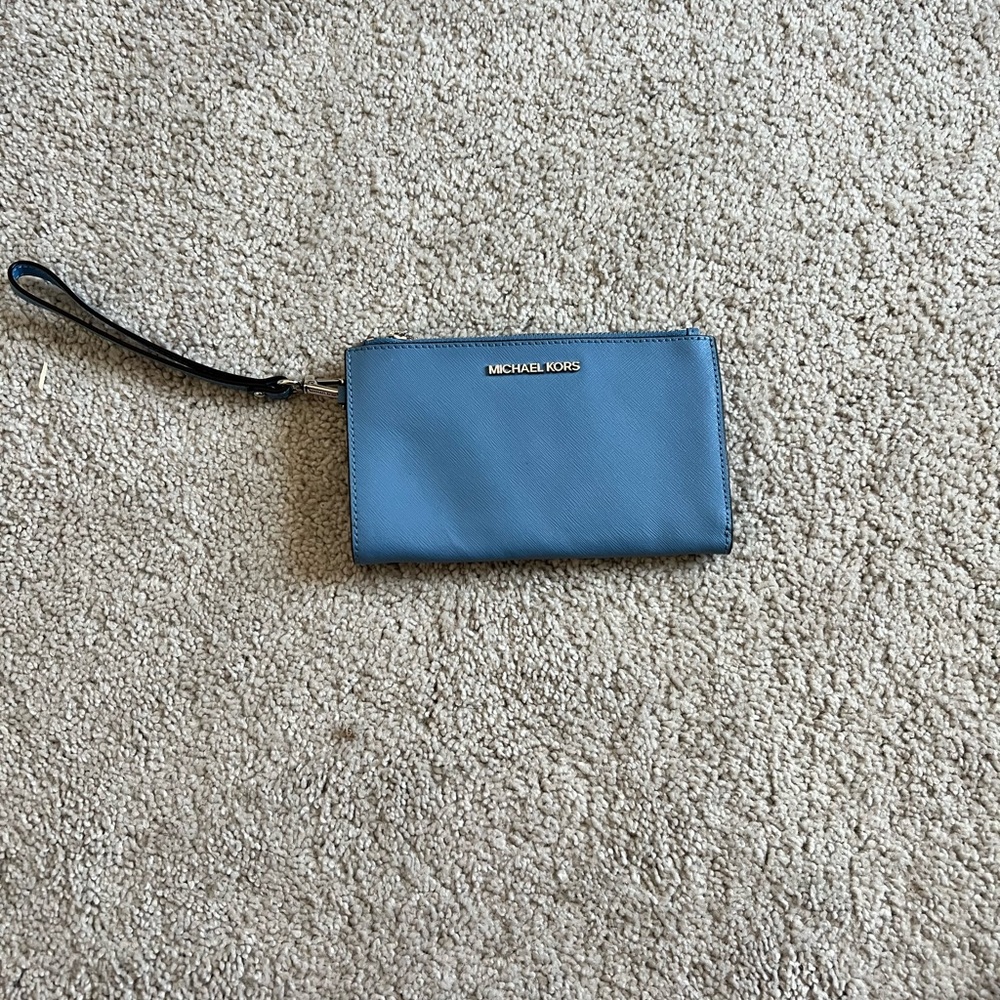 Michael Kors Blue Leather Wristlet